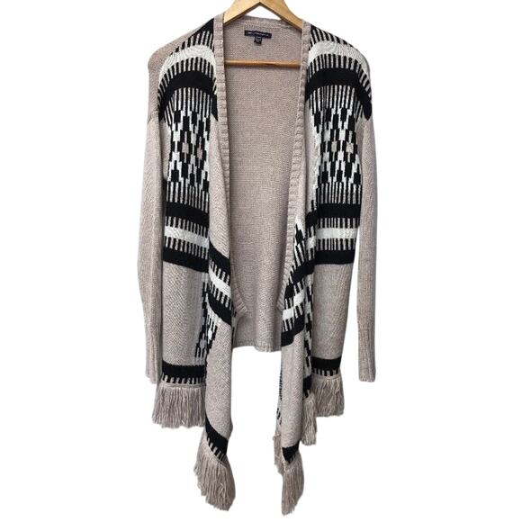 American Eagle Oufitters Sweater Womens Small Waterfall Open Front Aztec Fringe - Picture 1 of 9